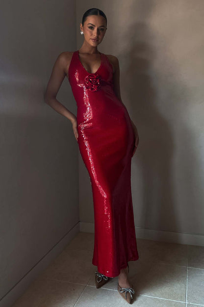 Hexed Bodycon Dress - Red
