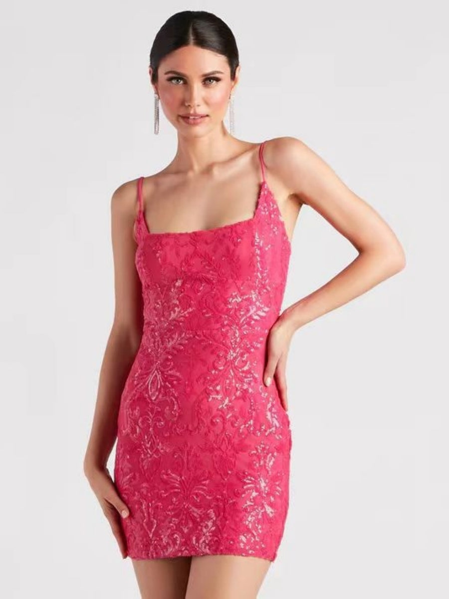 Sequins Backless Sexy Camisoles Formal Dress Mini&Short Dresses
