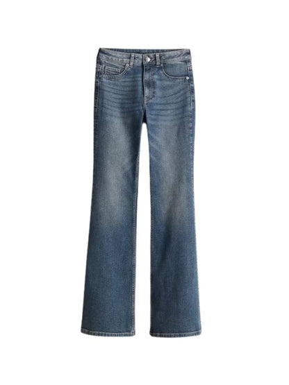 Casual Style Flared Mid-Waisted Skinny Jeans