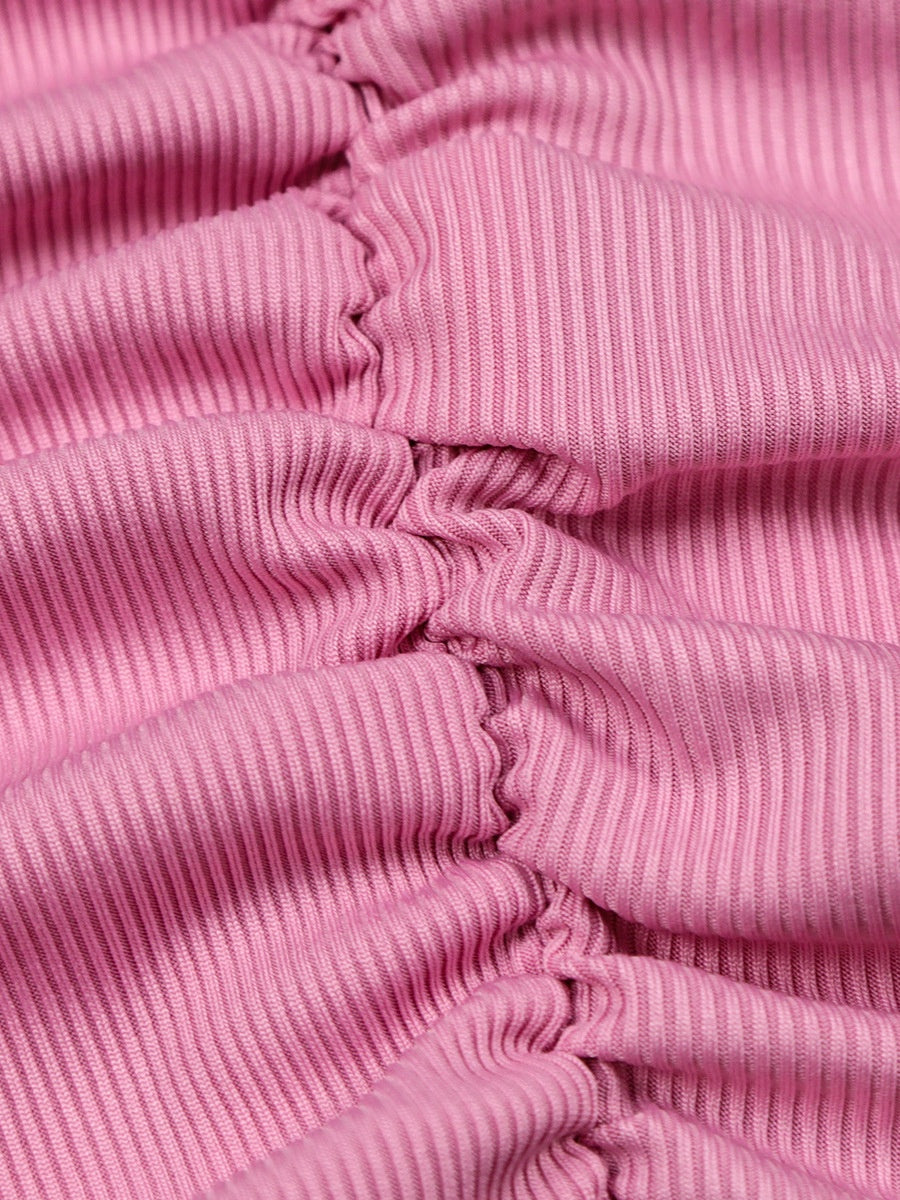 Ribbed Cross Strap Hollow-Out Short Dress