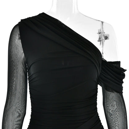 Soprano One-Shoulder Dress - Black
