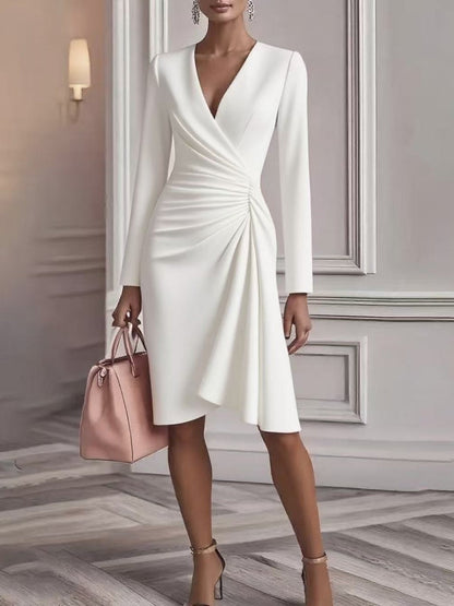 Long Sleeve Hip-hugging Crimp Maxi Dresses