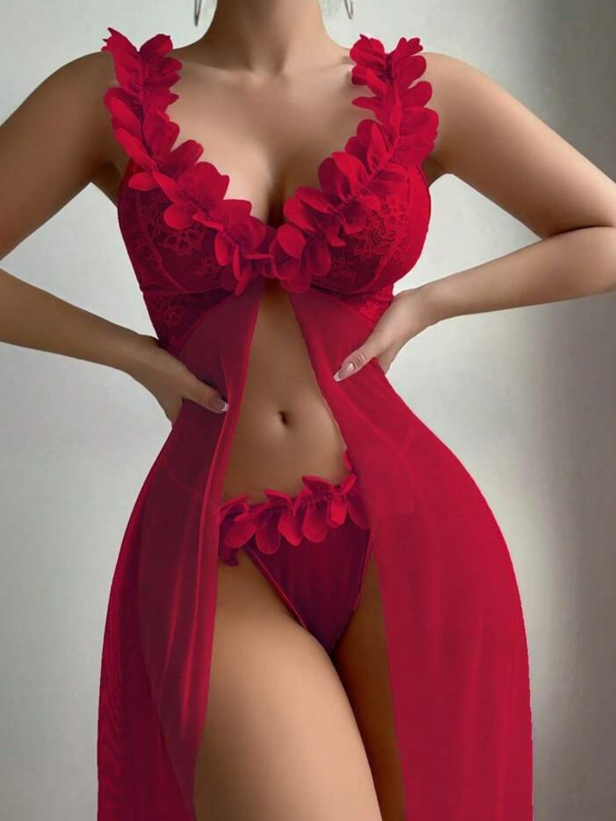 Long Spaghetti Strap Dress With Sheer Mesh Lace Backless Nightgown