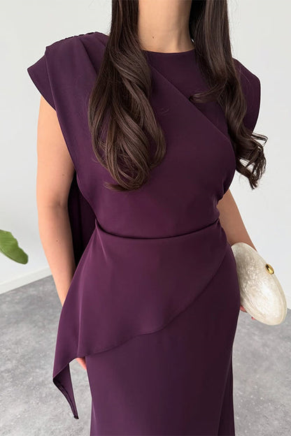 Crewneck Draped Tie Back Maxi Dress