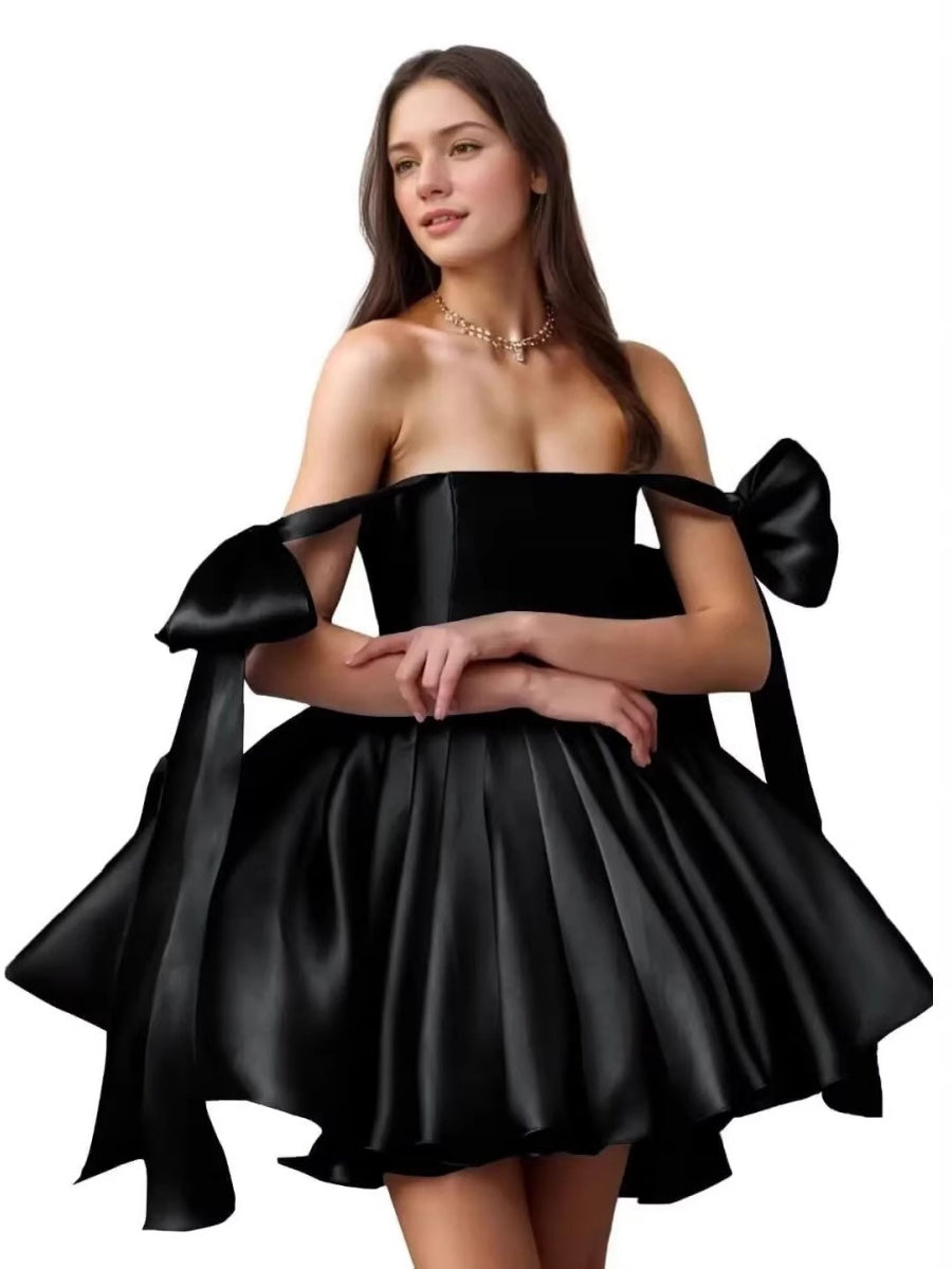 Strapless Satin Evening Dress