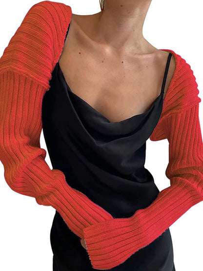 Knitted Long-Sleeve Cropped Top