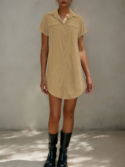 Solid Color Midi-length Tie Dress