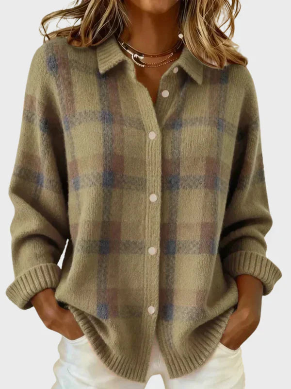 The Victoria — Plaid Knit Cardigan