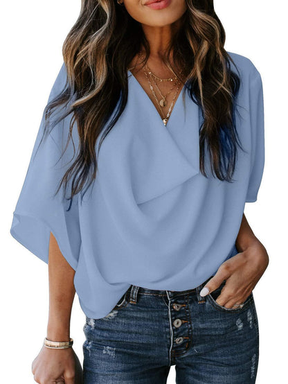 Chiffon Loose V-neck Casual T-shirt