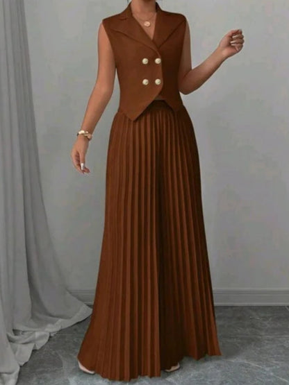 Pleated Pants Vest Grace Commuting Set 2-piece Sets