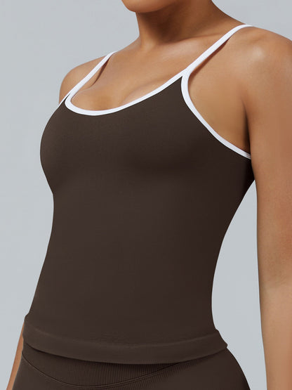 Color-blocked With Breast Pads Exercise Yoga Halter Top