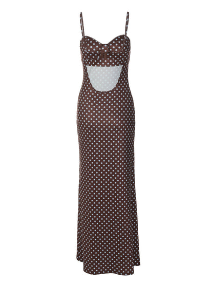 Polka Dots Camisoles Backless Maxi Dresses