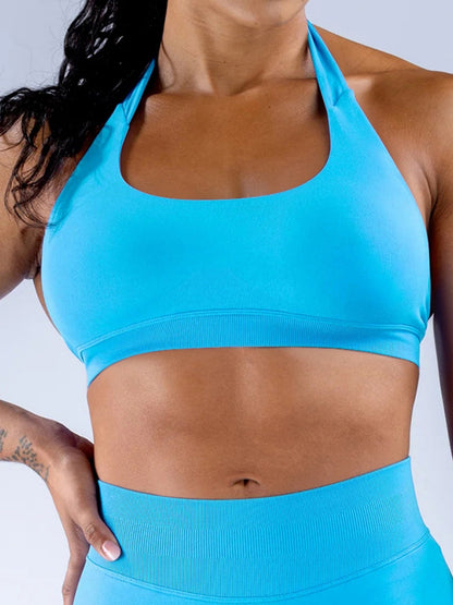 Seamless With Breast Pads Pleated Exercise Yoga Halter Bra Vest