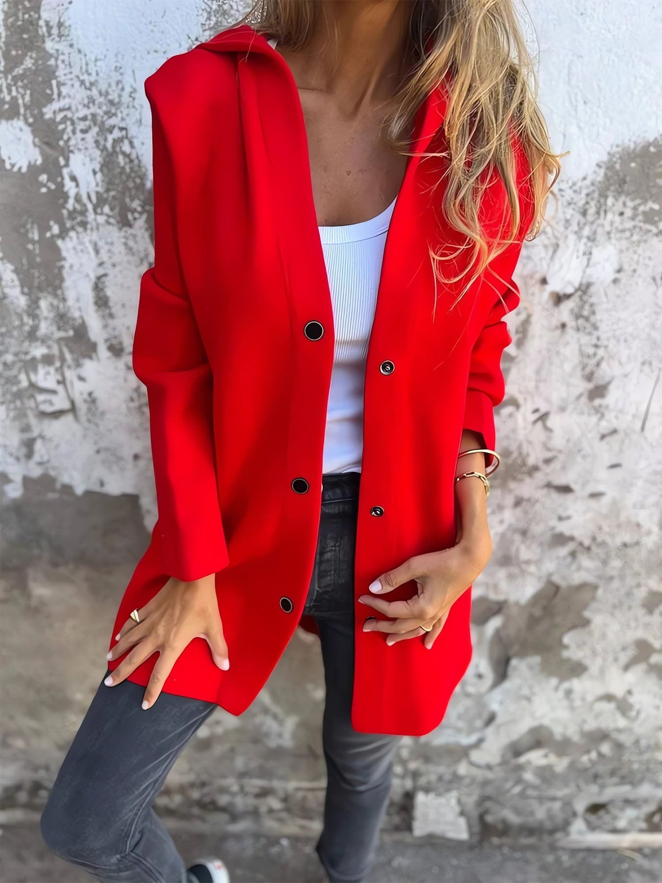 Solid Color Single Breasted Coat