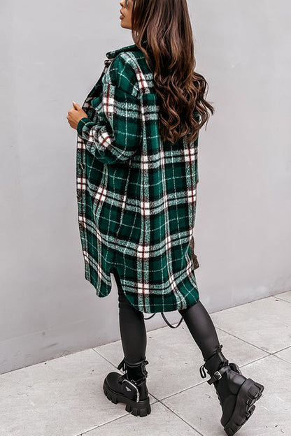 Margovil Long Sleeves Button Up Plaid Casual Shacket Jacket