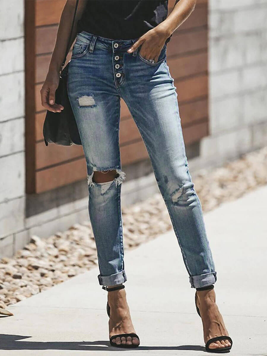 Classic Street Fashion Ripped Jeans
