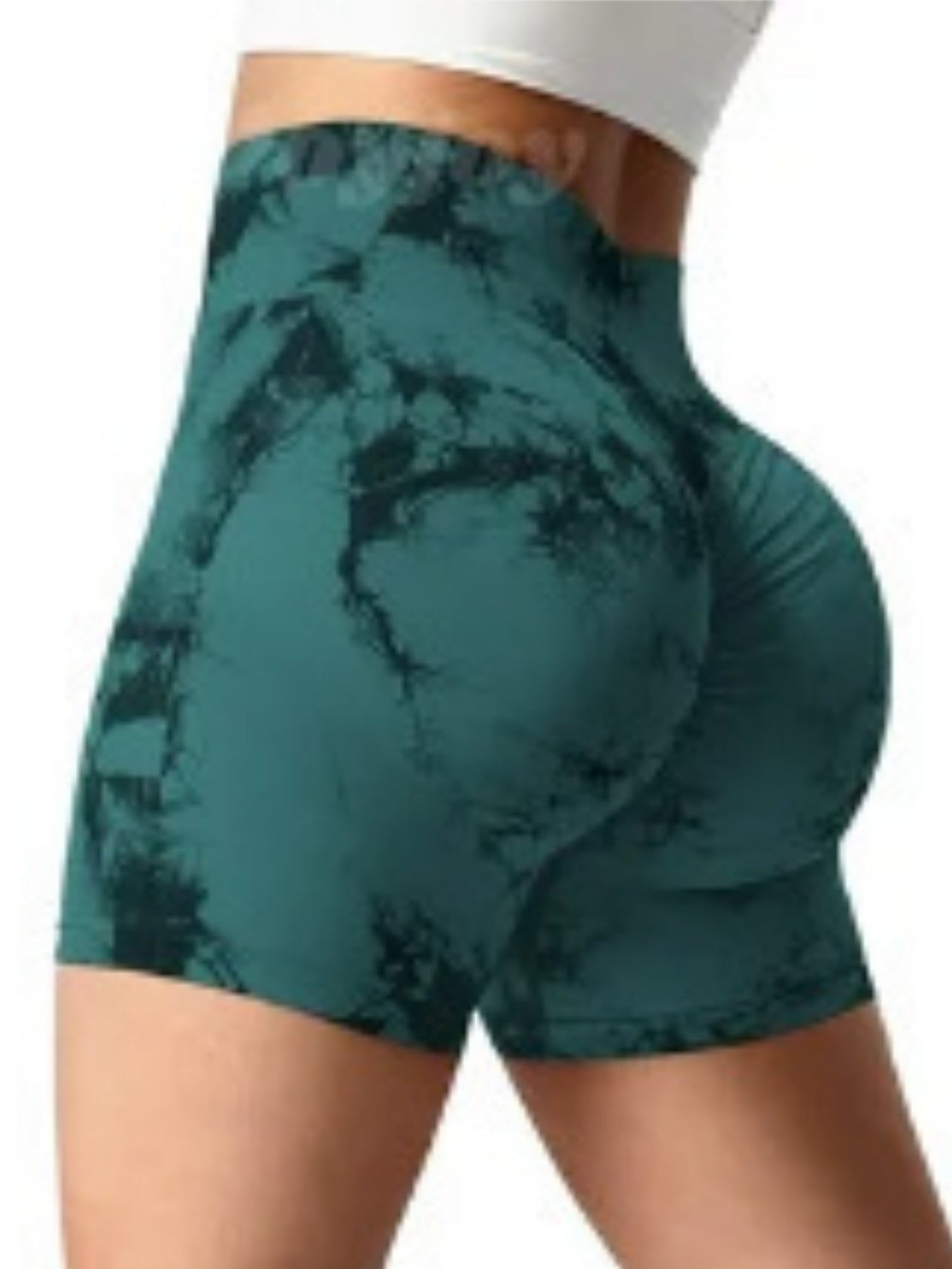 Seamless Tie-dye High-waisted, Tummy-flattening, And Butt-lifting Yoga Shorts