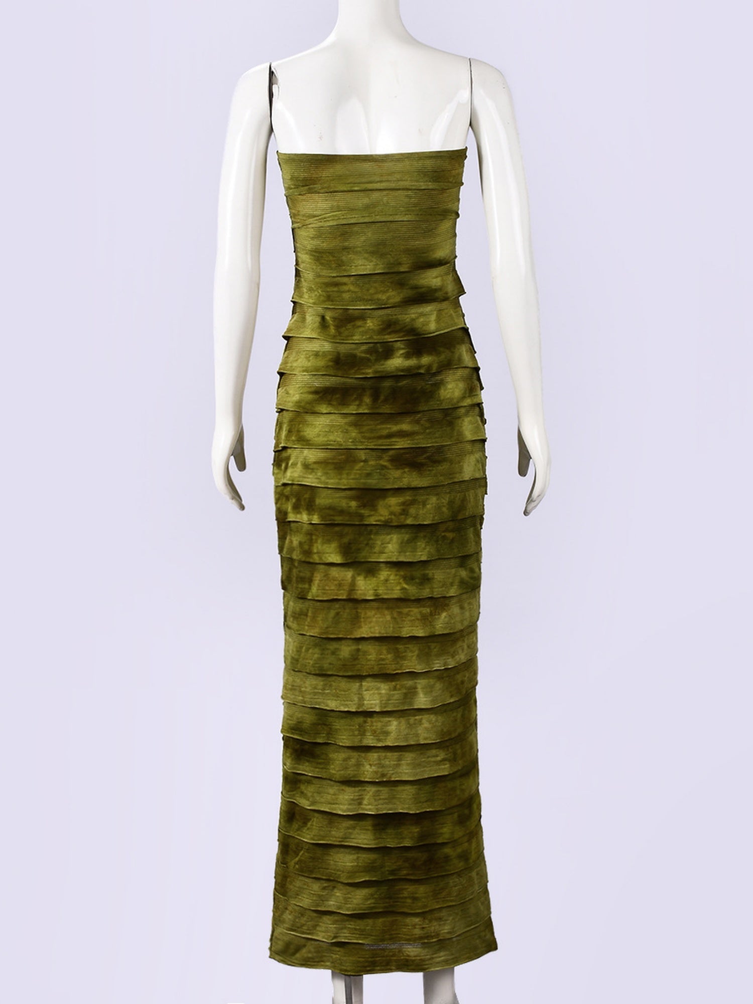 Tie-dye Splicing Strapless Backless Maxi Dresses