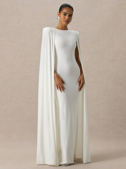 Cloak Style Longline Temperament Crew Neck Grace Maxi Dresses