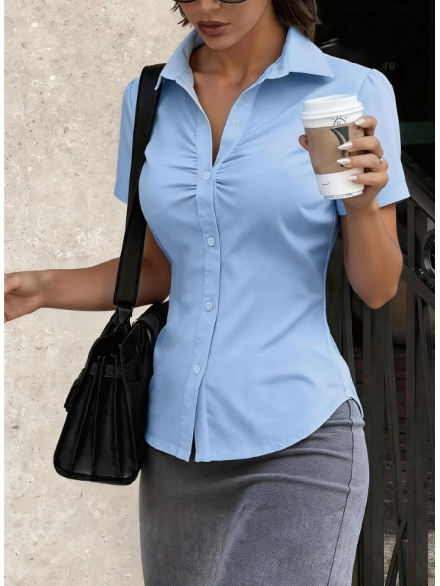 Cropped Slim-fit Profession Waist Shirts