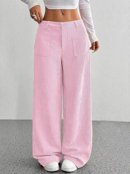 Pocket Loose Wide-leg Pants