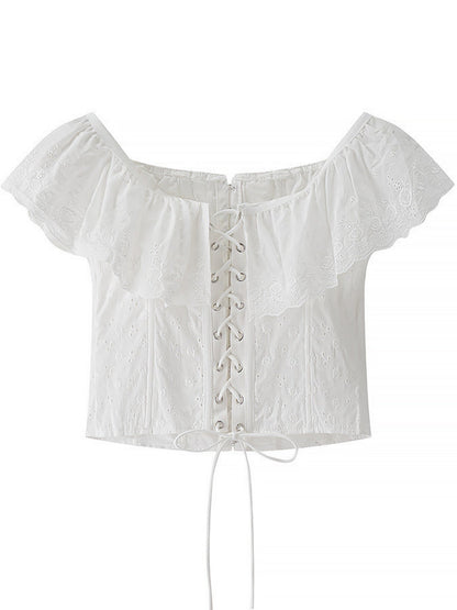 Lace Patchwork Ruffle T-shirts