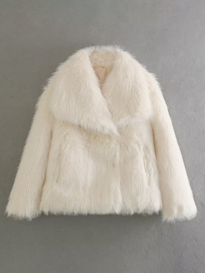 Faux Fur Coats Cozy Winter Women Chic Eco-friendly Fur Jacket In Burgundy