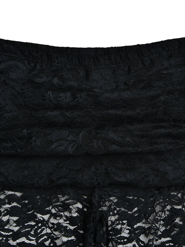 Lace Spliced Flare Leg Pants