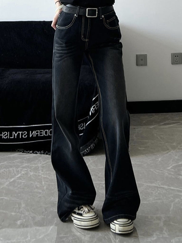 Washed High Waist Dangle Boyfriend Jeans