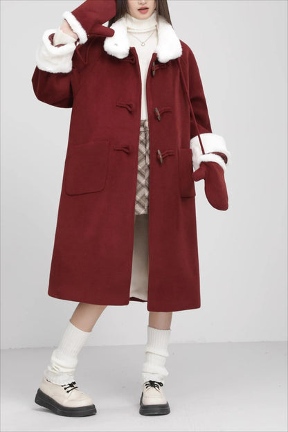 Retro Patchwork Horn Button Overcoat