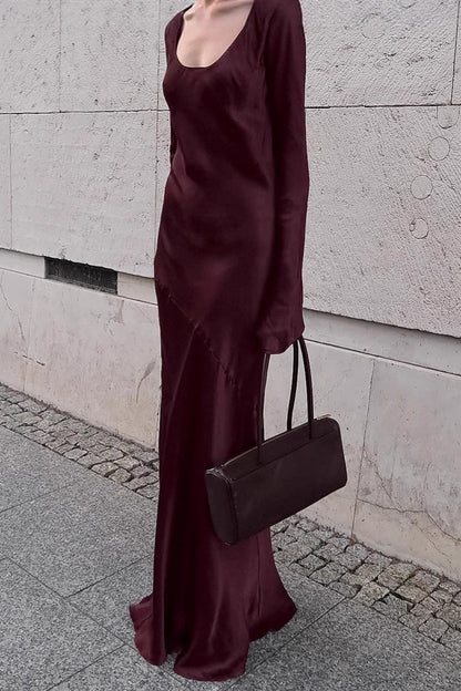 | Satin U-Neck Maxi Dress