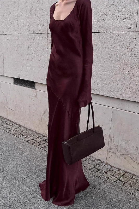 | Satin U-Neck Maxi Dress