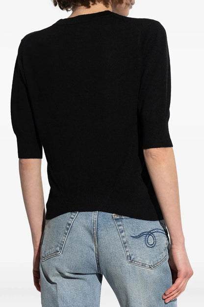 V-Neck Stretch Knit Cardigan