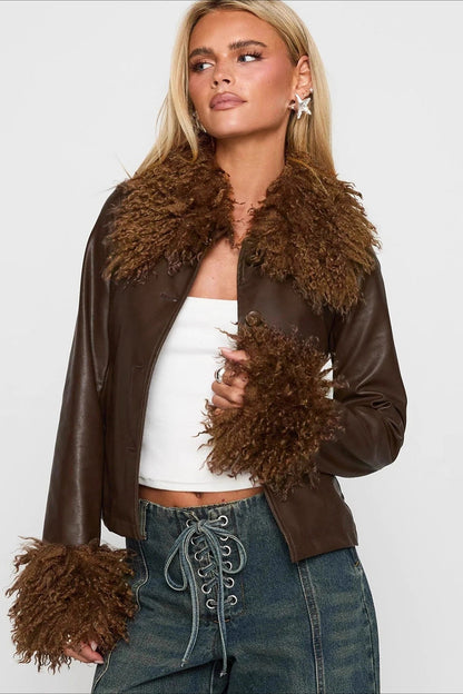 Slim Fit Vintage Leather Coat