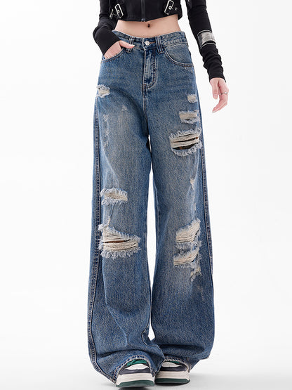 American Retro Hole Boyfriend Jeans