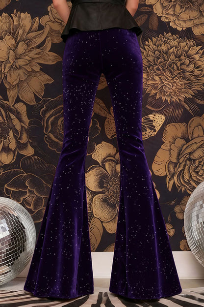 Stylish Velvet High-waisted Draped Casual Flared Pants