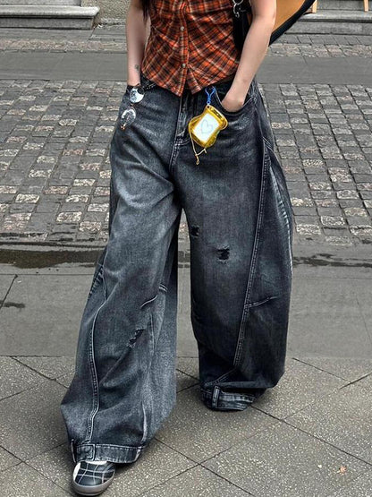 Retro Washed Distressed Boyfriend Jeans