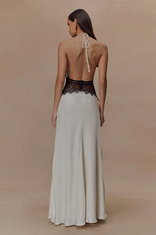 Sexy V Neck Backless Lace Dress