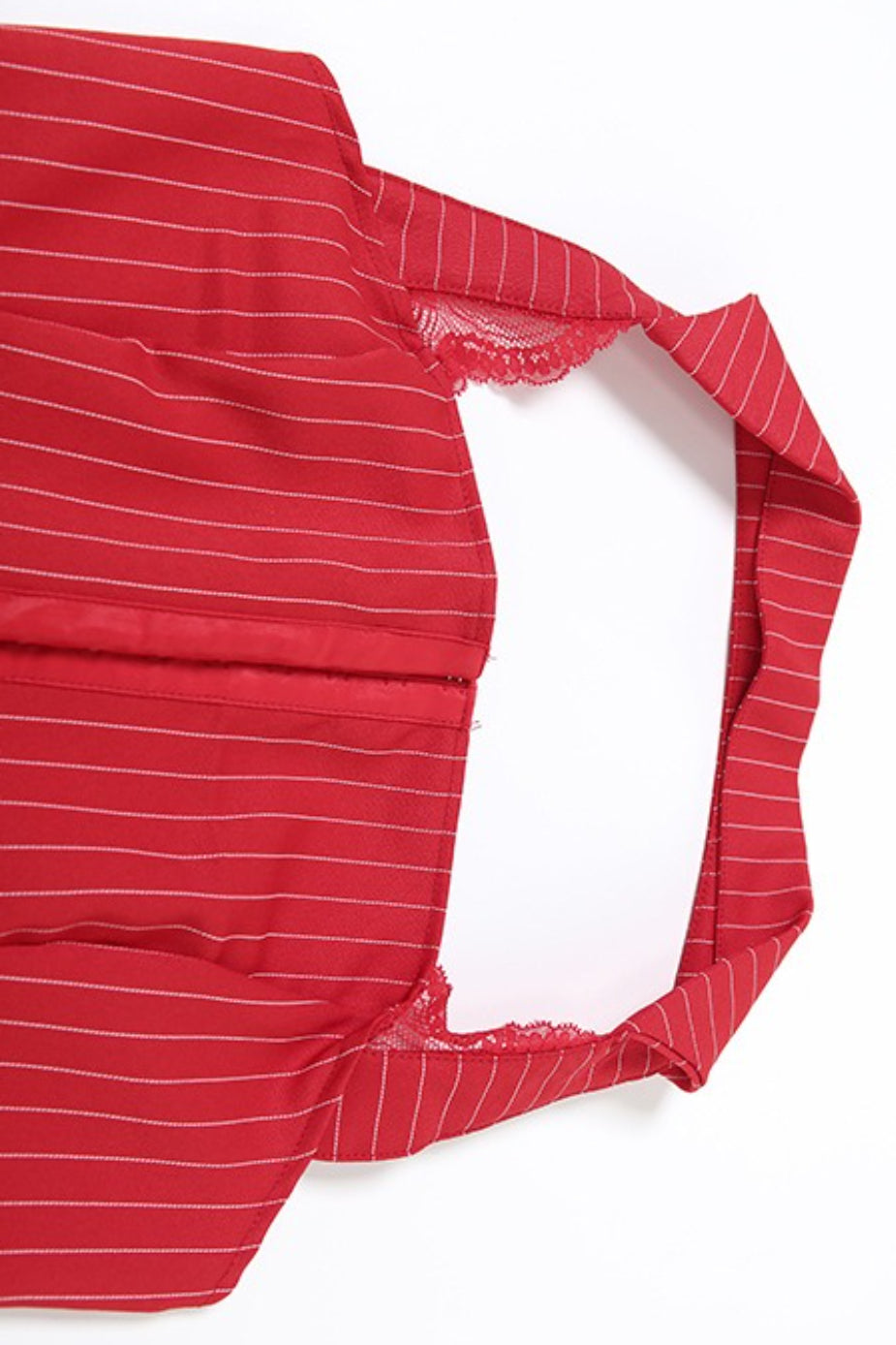 Stripe Bodycon Corset Lace Trim Crop Top