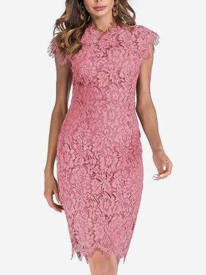 Birthday Bodycon Lace Dresses Designed Neckline Midi Sheath Dress Casual Pencil Dress 2026
