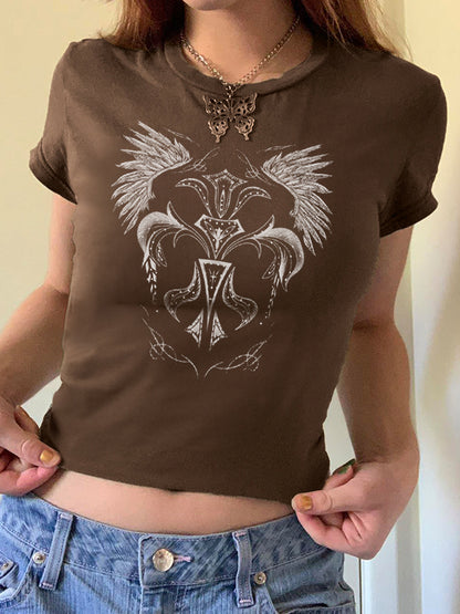 Vintage Wings Cross Hand Printed Tee