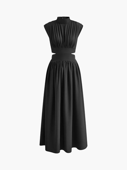 Mock Neck Cut Out Long Dress