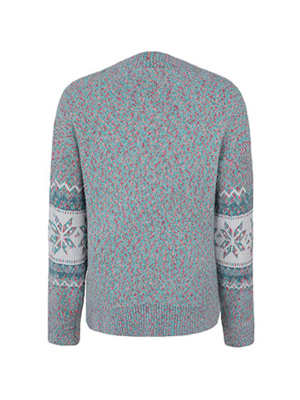 Snowflake Jacquard Mock Neck Sweater