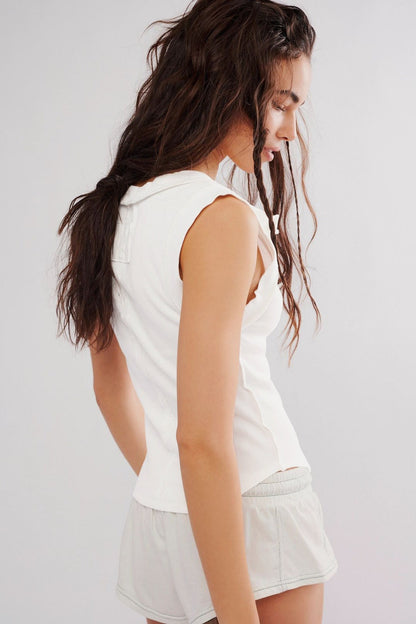 Ribbed Button Sleeveless Bodycon Tank Top