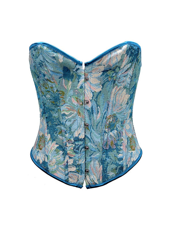 Oil Painting Print Tie Back Corset Top