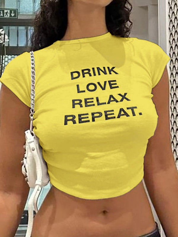 Letter Print Short Sleeve Tee
