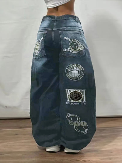 European American Street Hip-Hop Boyfriend Jeans