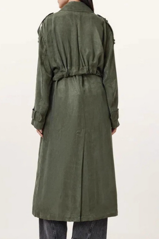 Suede Retro Casual Long Trench Blazer Overcoat