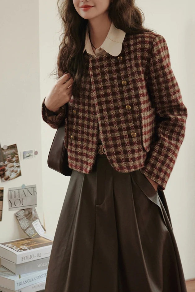Vintage Plaid Single Breasted Jacket