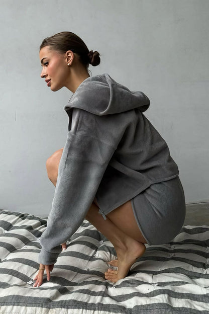 Fuzzy Solid Cardigan Tank Three Piece Set